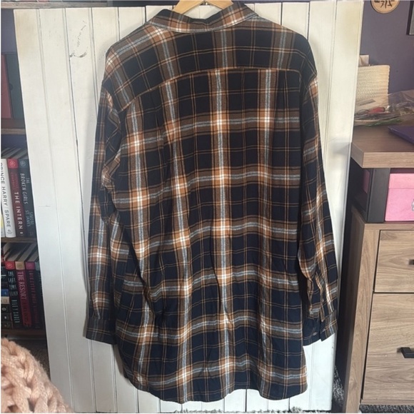Blue Mountain Flannel Shirt Brown Plaid Size XLT - Picture 7 of 7